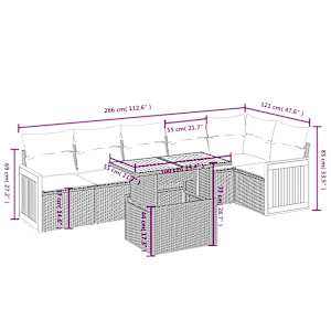 Vrtna sedežna garnitura 7-delna z blazinami bež poli ratan - slika 3