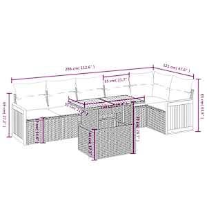 Vrtna sedežna garnitura 7-delna z blazinami siv poli ratan - slika 3