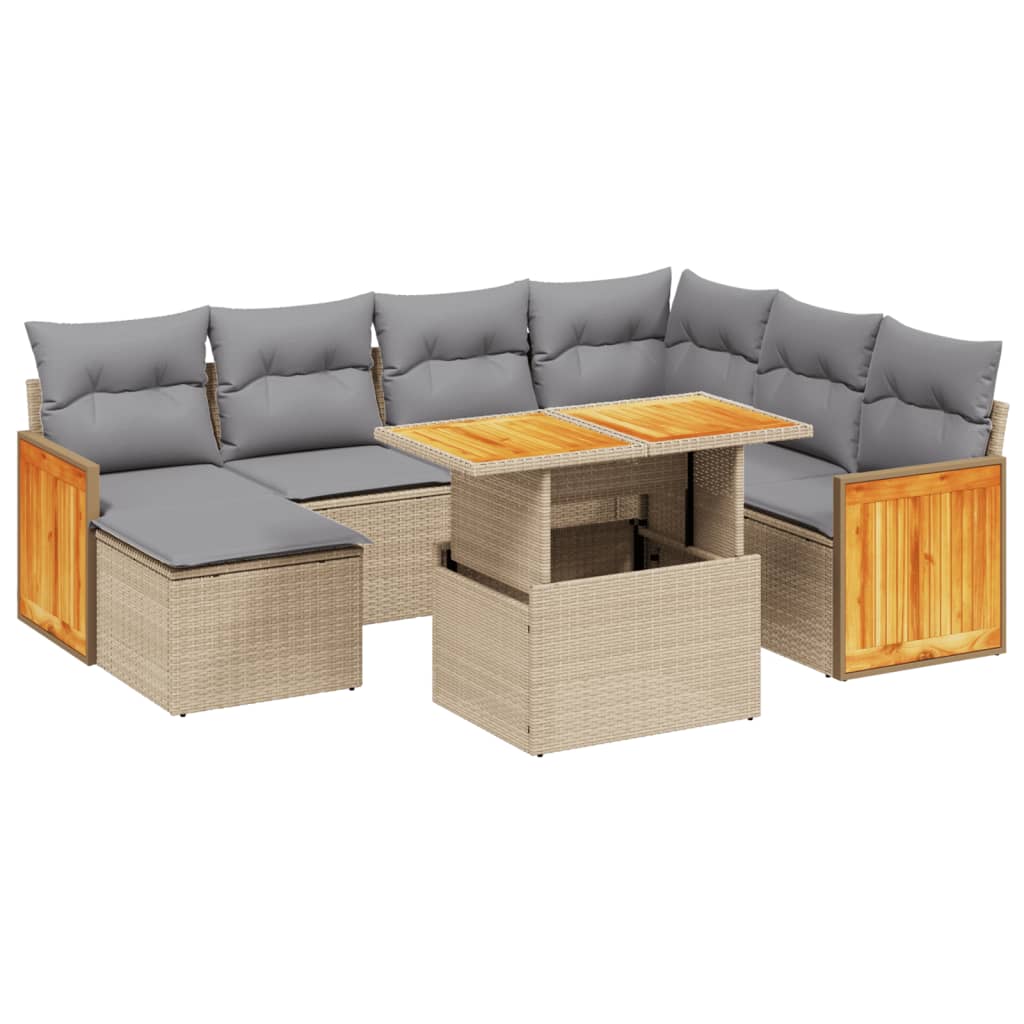 Thumbnail - vidaXL 8-tlg. Garten-Sofagarnitur mit Kissen Beige Poly Rattan