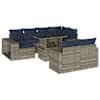 vidaXL 11-osaline aiadiivanikomplekt patjadega, hall pol&uuml;rotang