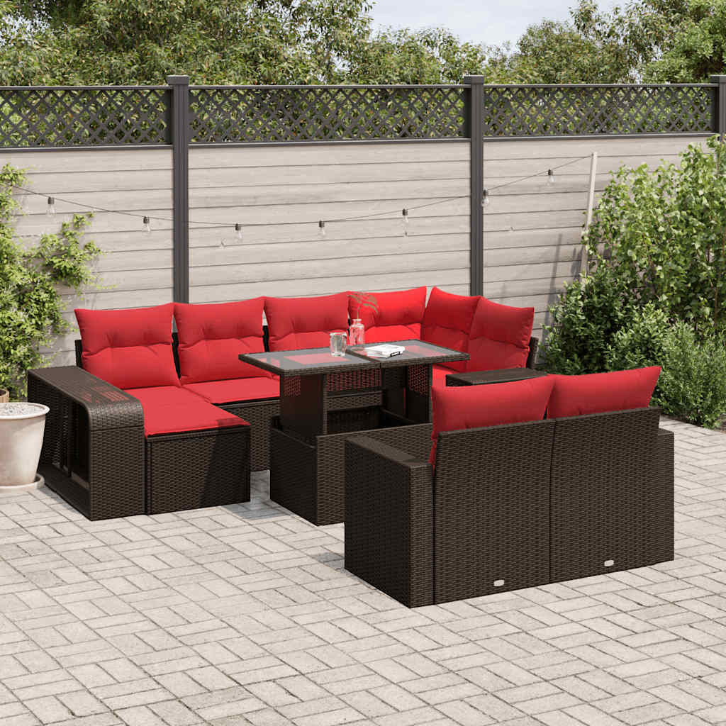 Thumbnail - vidaXL 11-teiliges Gartensofa-Set mit Kissen, braun, Polyrattan