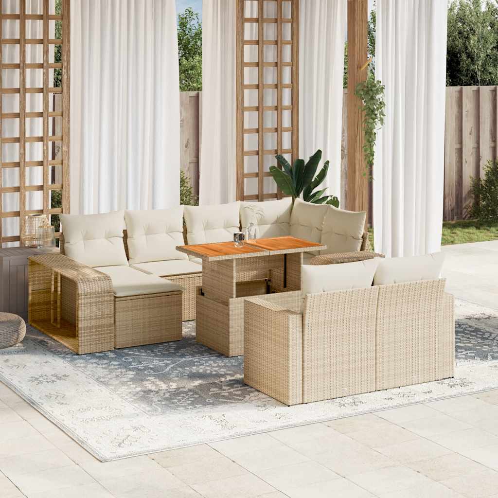 vidaXL Set canapele de grădină cu perne, 11 piese, bej, poliratan