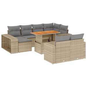 vidaXL 11-osaline aiadiivani komplekt patjadega, beež, pol&uuml;rotang