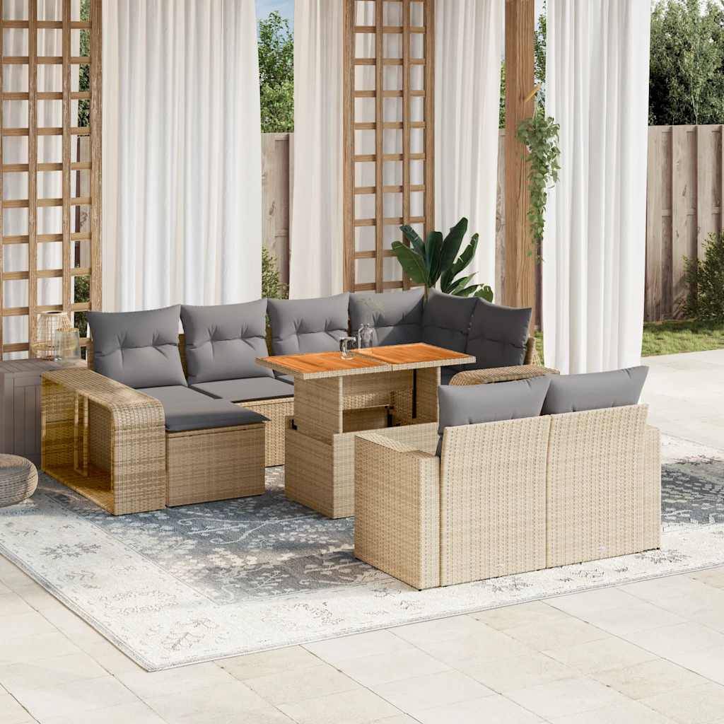vidaXL Set canapele de grădină cu perne, 11 piese, bej, poliratan