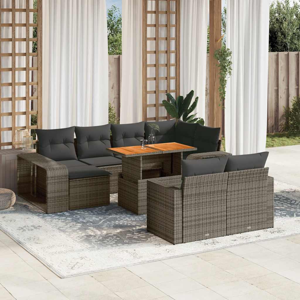 vidaXL Set canapele de grădină cu perne, 11 piese, gri, poliratan