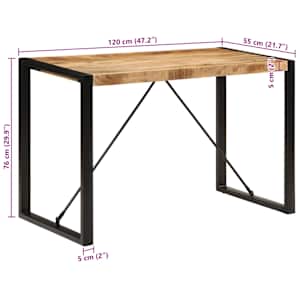 Jídelní stůl 120 x 55 x 76 cm masivní hrubé mangovníkové dřevo - obrázek 8