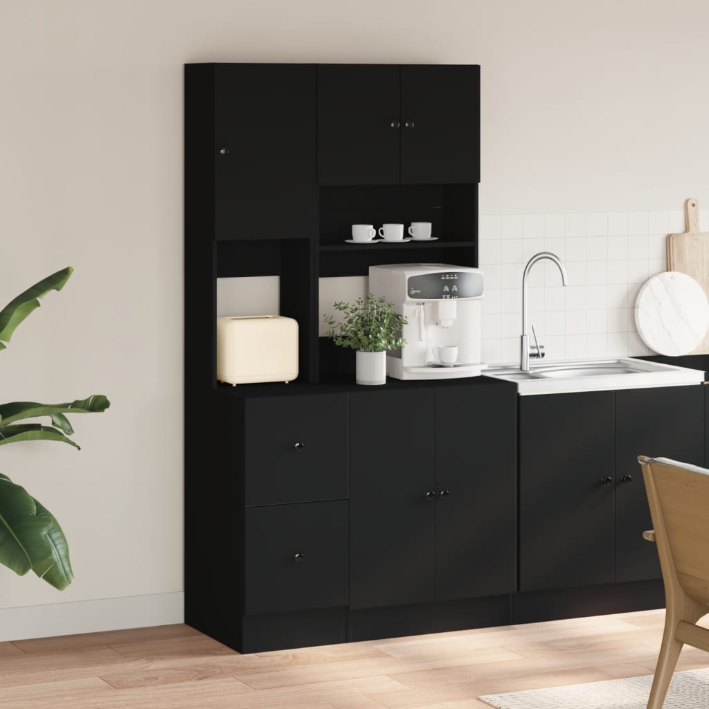 vidaXL Keukenkast 95x50x180 cm bewerkt hout zwart afbeelding
