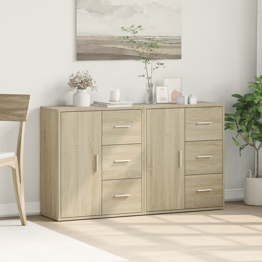 vidaXL Dressoirs 2 st 60x31x70 cm bewerkt hout sonoma eikenkleurig afbeelding