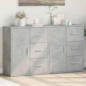 Komoda 2 kosa betonsko siva 60x31x70 cm inženirski les