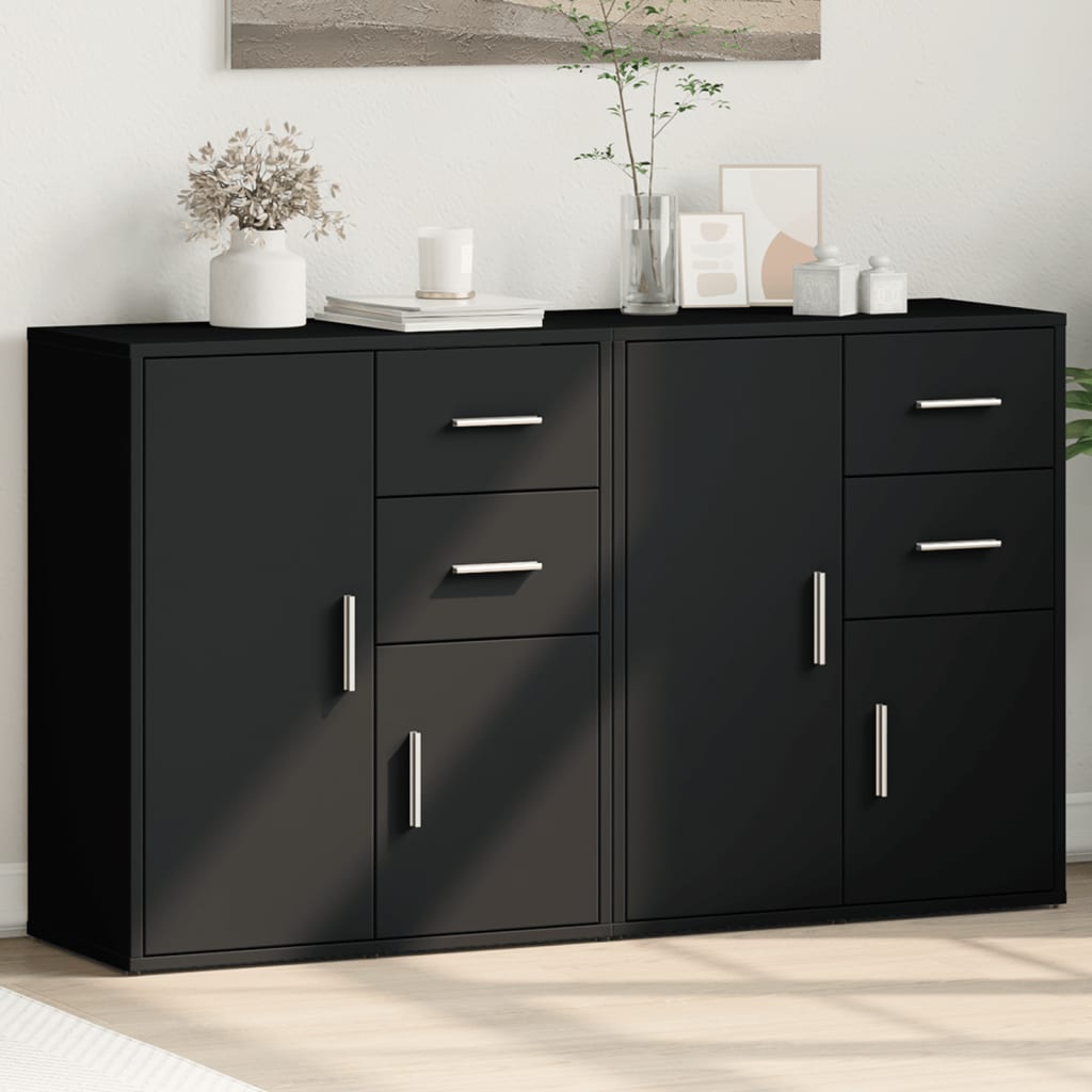 vidaXL Sideboards 2 Stk. Schwarz 60x31x70 cm Holzwerkstoff