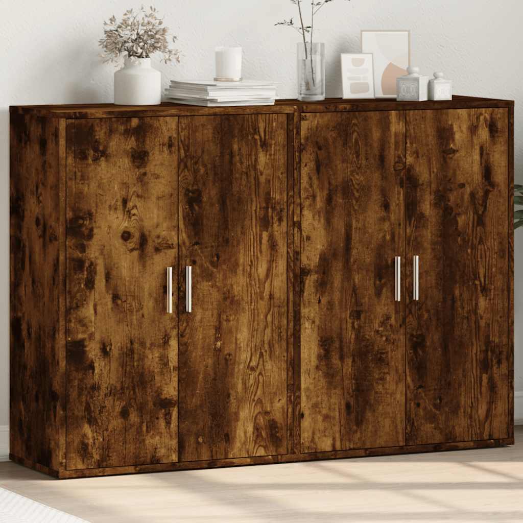 vidaXL Sideboards 2 Stk. Räuchereiche 60x31x84 cm Holzwerkstoff