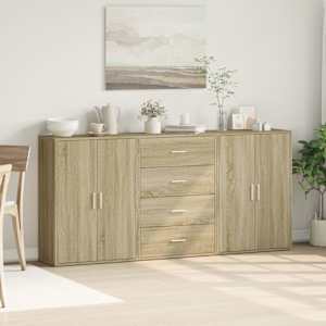 Příborníky 3 ks dub sonoma 60 x 31 x 84 cm kompozitní dřevo - obrázek 3