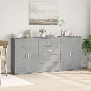 Příborníky 3 ks betonově šedé 60 x 31 x 84 cm kompozitní dřevo - obrázek 3