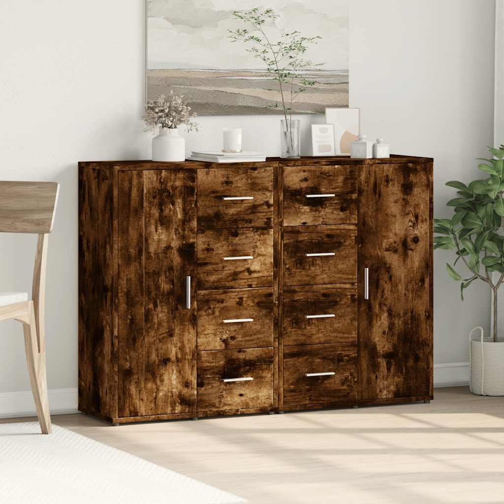 Thumbnail - vidaXL Sideboards 2 Stk. Räuchereiche 60x31x84 cm Holzwerkstoff