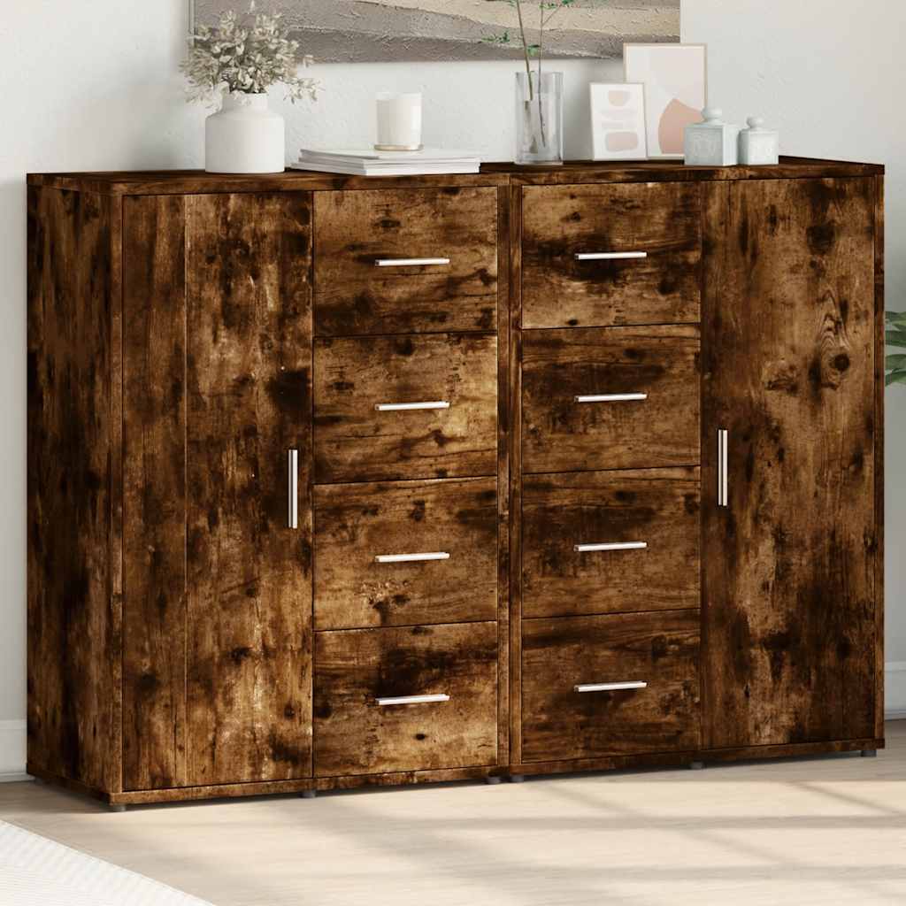 vidaXL Sideboards 2 Stk. Räuchereiche 60x31x84 cm Holzwerkstoff