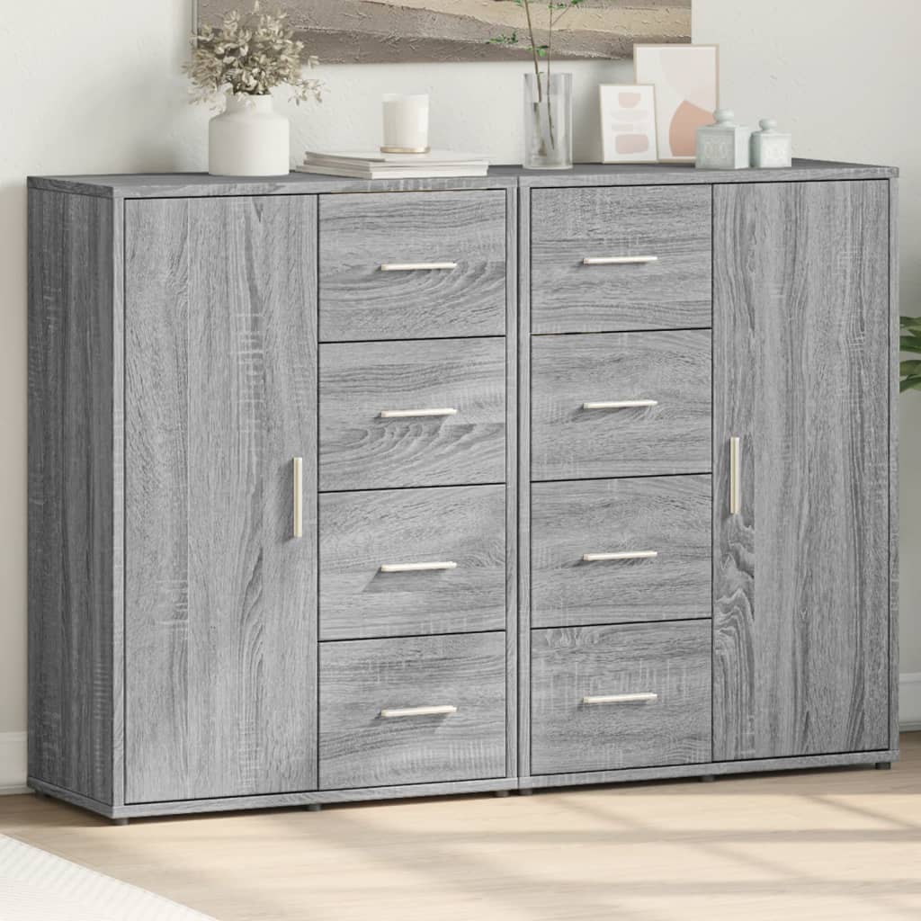 vidaXL Sideboards 2 Stk. Grau Sonoma 60x31x84 cm Holzwerkstoff