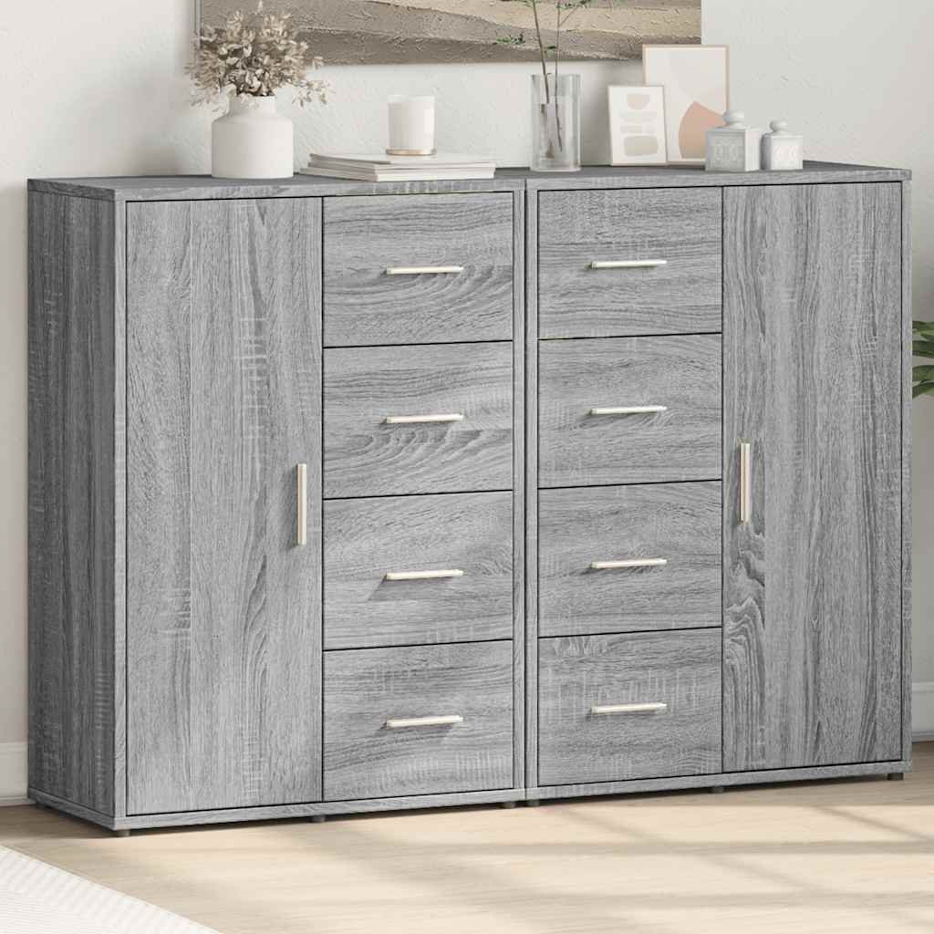 vidaXL Sideboards 2 Stk. Grau Sonoma 60x31x84 cm Holzwerkstoff