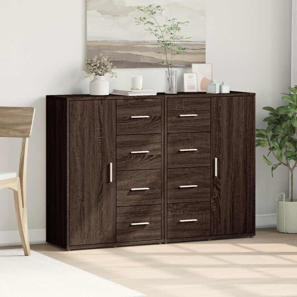 Thumbnail - vidaXL Sideboards 2 Stk. Braun Eichen-Optik 60x31x84 cm Holzwerkstoff