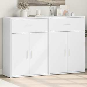 Komoda 2 kosa bela 60x30x84 cm inženirski les