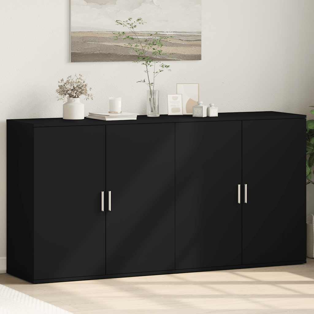 vidaXL Sideboards 2 Stk. Schwarz 79x38x80 cm Holzwerkstoff