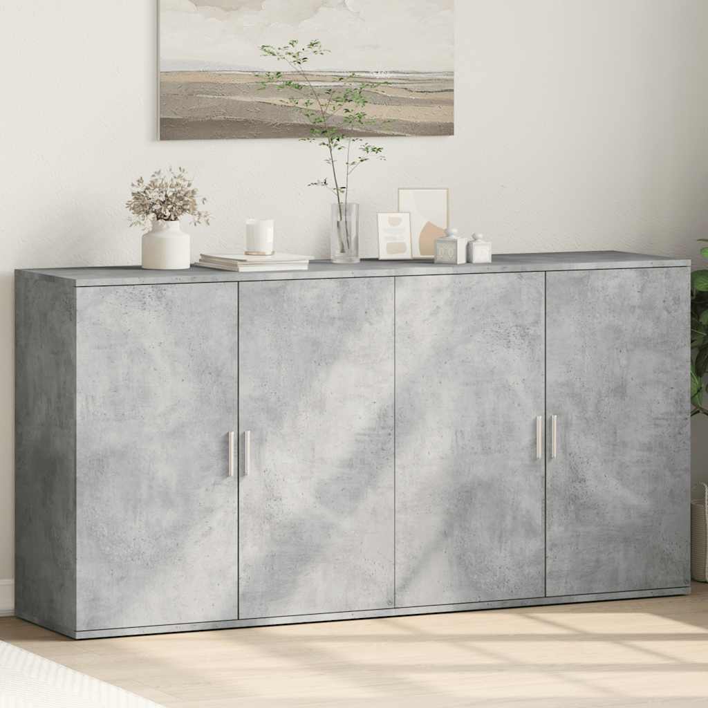 vidaXL Sideboards 2 Stk. Betongrau 79x38x80 cm Holzwerkstoff