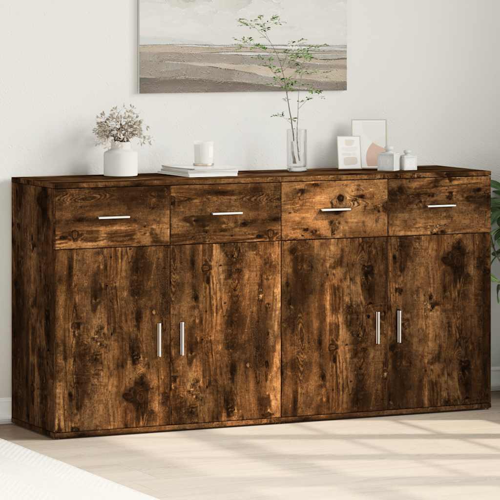 vidaXL Sideboards 2 Stk. Räuchereiche 79x38x80 cm Holzwerkstoff