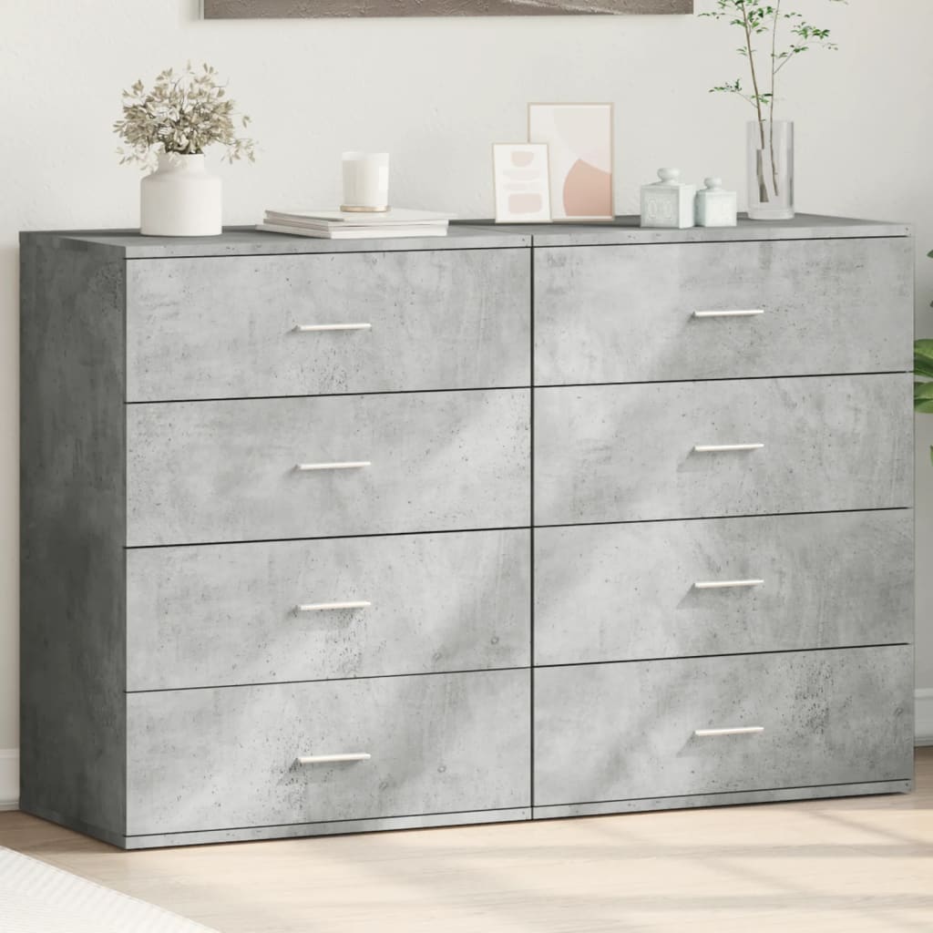 vidaXL Sideboards 2 Stk. Betongrau 60x39x80 cm Holzwerkstoff