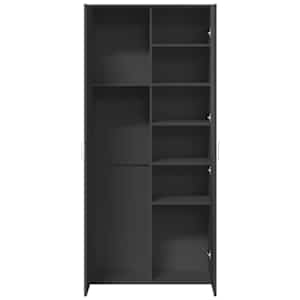 Skříň highboard černá 80 x 35 x 180 cm kompozitní dřevo - obrázek 7
