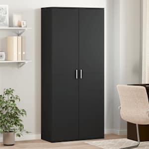 Skříň highboard černá 80 x 35 x 180 cm kompozitní dřevo - obrázek 1