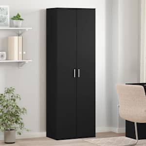 Visoka omarica črna 60x35x180 cm inženirski les