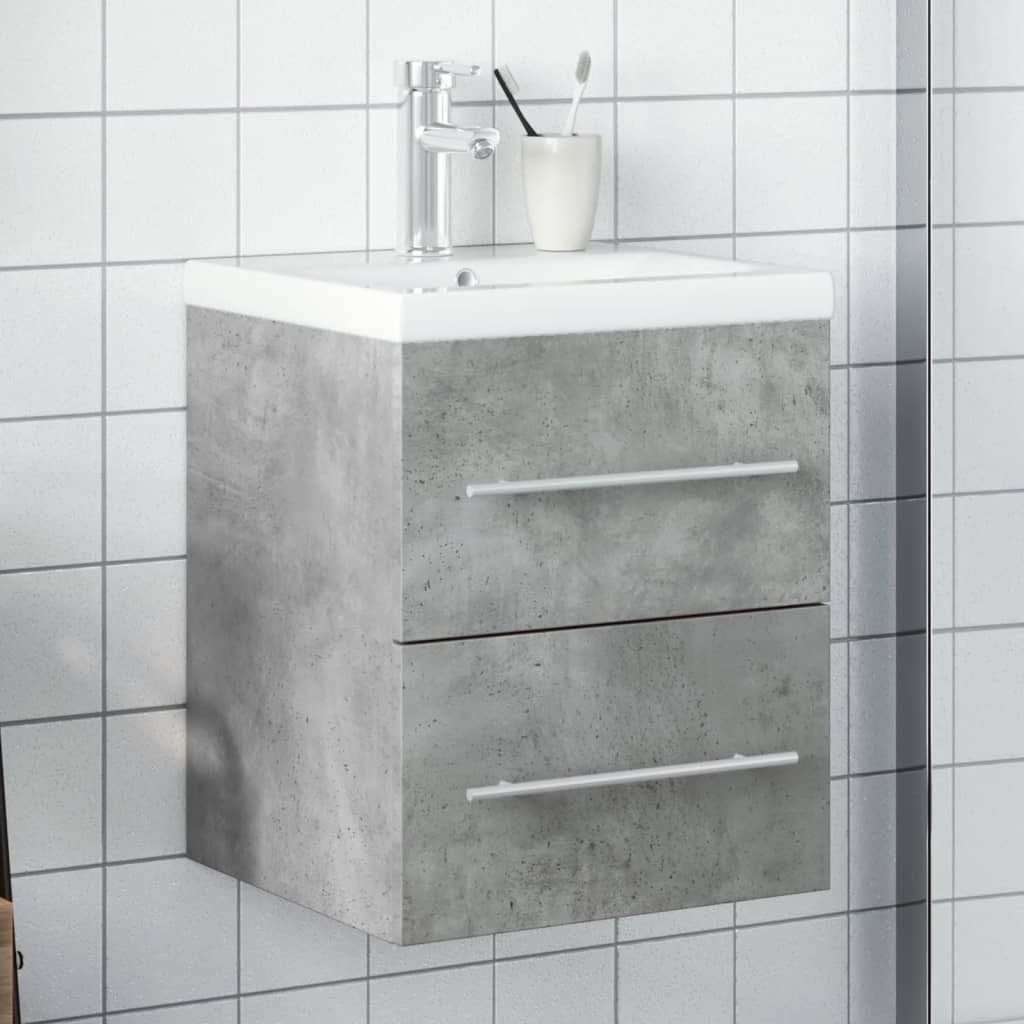 Koupelnová skříňka se zápustným umyvadlem betonově šedá