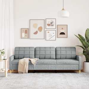 3místná pohovka světle šedá 210 cm textil - obrázek 3