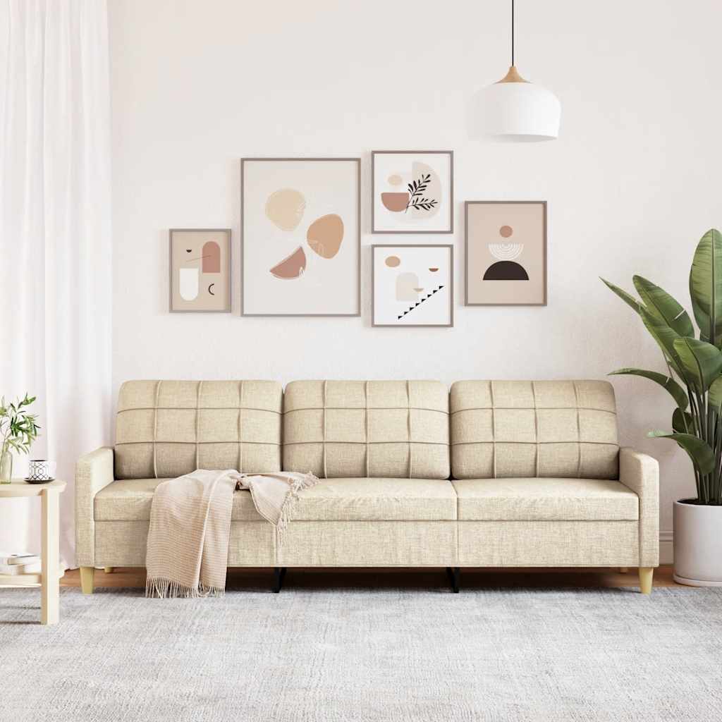 Thumbnail - vidaXL 3-Sitzer-Sofa Creme 210 cm Stoff