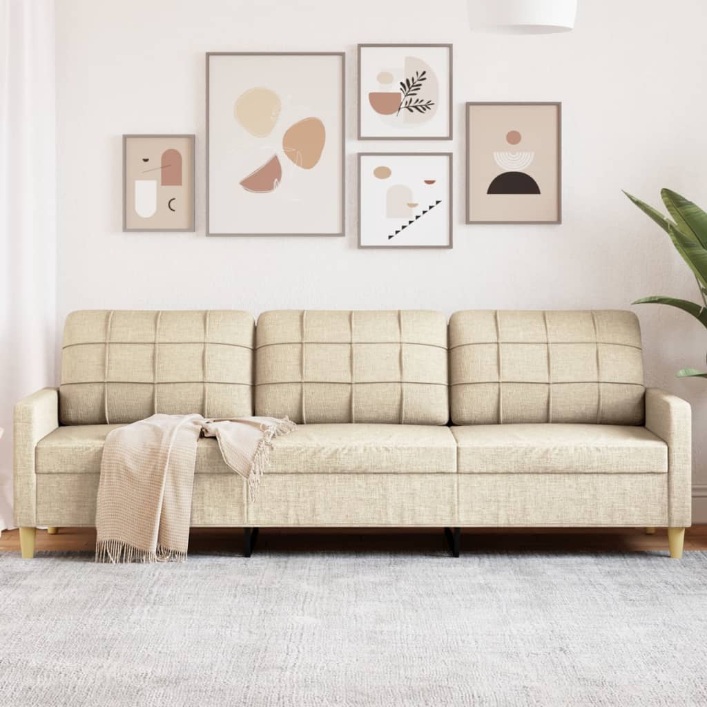 vidaXL 3-Sitzer-Sofa Creme 210 cm Stoff