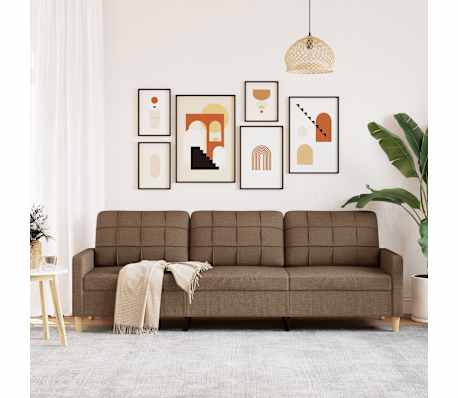 vidaXL 3-Sitzer-Sofa Braun 210 cm Stoff