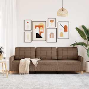 3místná pohovka hnědá 210 cm textil - obrázek 3