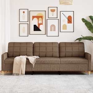 3místná pohovka hnědá 210 cm textil - obrázek 1