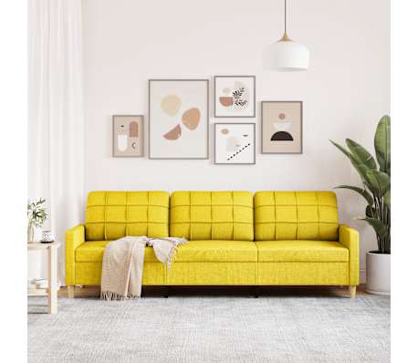 vidaXL Sof&aacute; de 3 lugares 210 cm tecido amarelo-claro