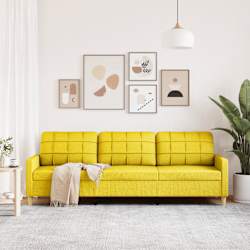 vidaXL Sof&aacute; de 3 lugares 210 cm tecido amarelo-claro