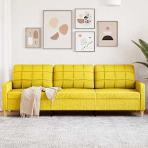 3místná pohovka světle žlutá 210 cm textil - obrázek 1