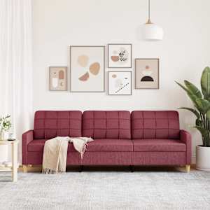 3místná pohovka vínová 210 cm textil - obrázek 3