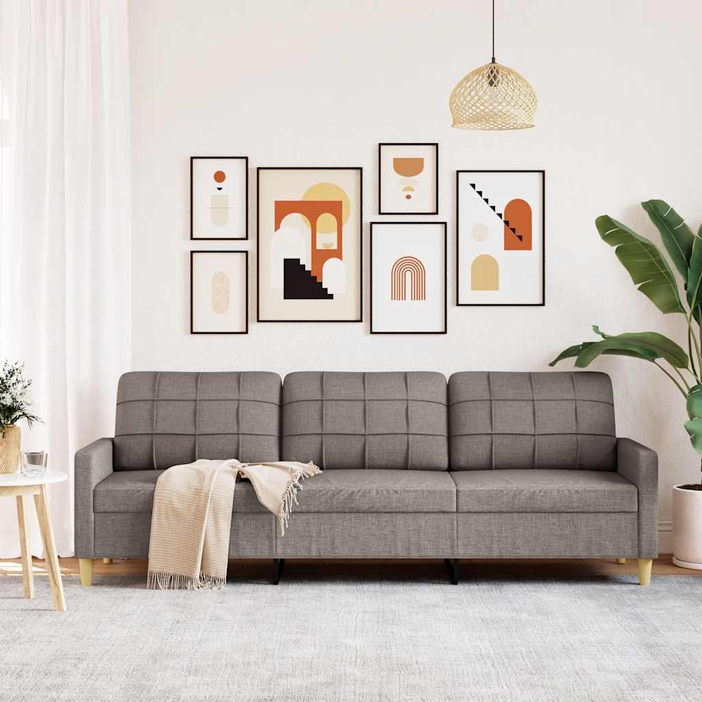 vidaXL Driezitsbank 210 cm stof taupe afbeelding