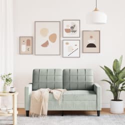 vidaXL Sof&aacute; de 2 plazas de terciopelo gris claro 120 cm