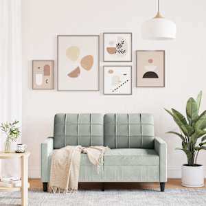 vidaXL Sof&aacute; de 2 plazas de terciopelo gris claro 120 cm