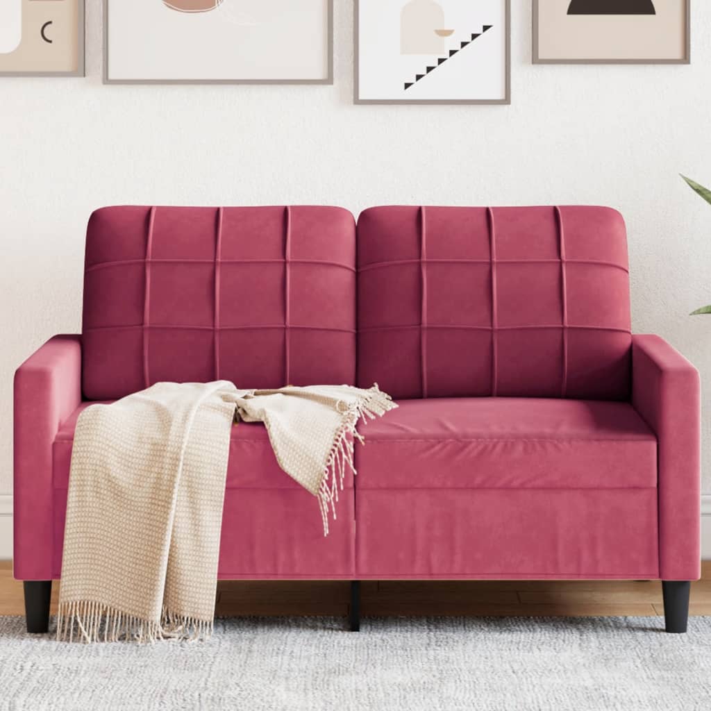 vidaXL 2-Sitzer-Sofa Weinrot 120 cm Samt