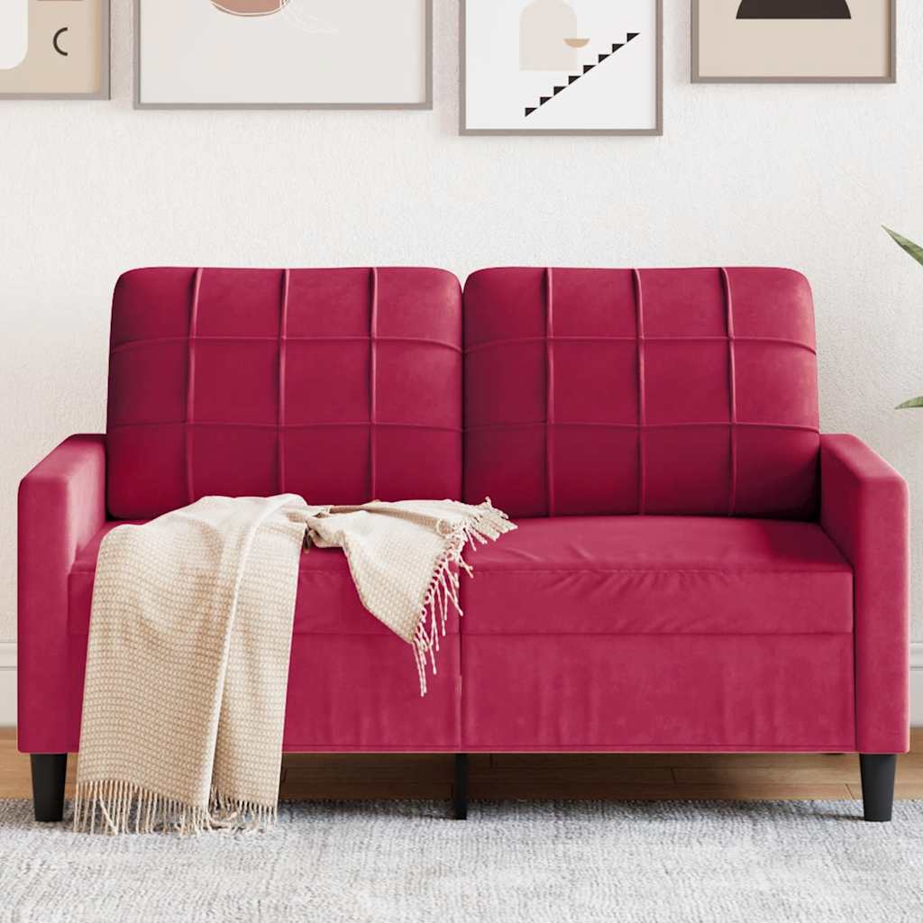 vidaXL 2-Sitzer-Sofa Weinrot 120 cm Samt
