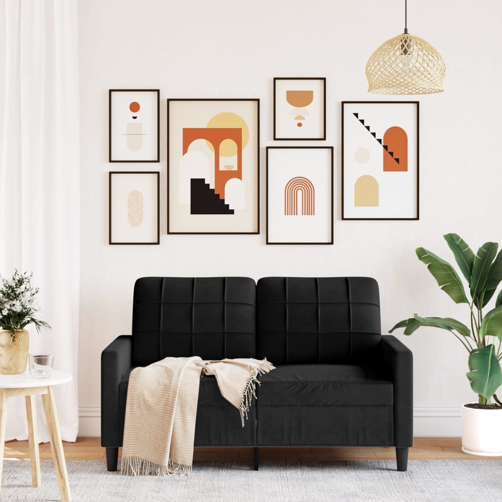 vidaXL Tweezitsbank 120 cm fluweel zwart, foto 2