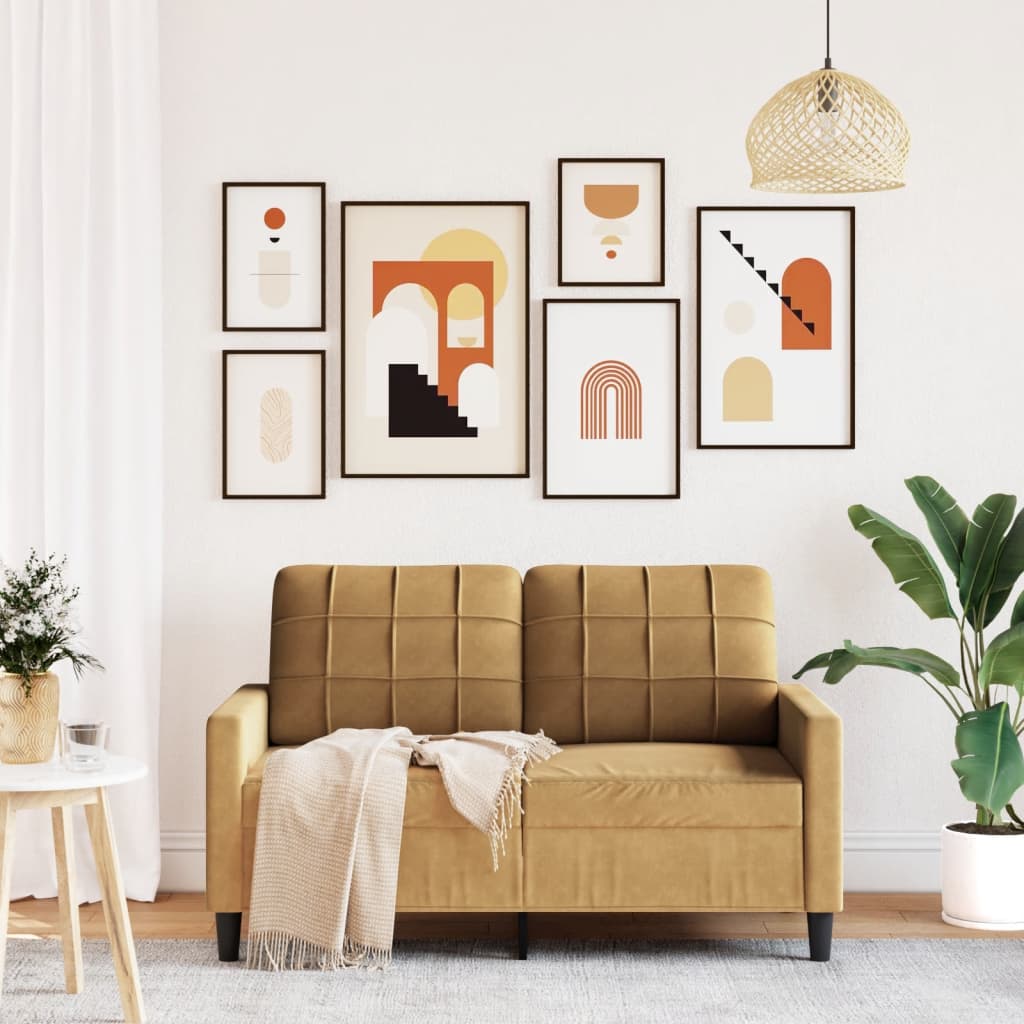 vidaXL kétszemélyes barna bársony kanapé 120 cm