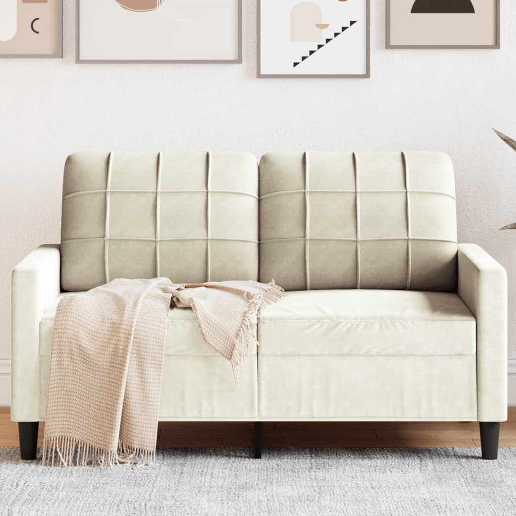 vidaXL 2-Sitzer-Sofa Creme 120 cm Samt