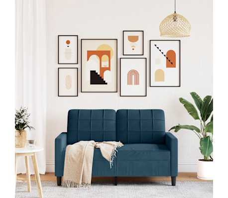 vidaXL Dvivietė sofa, mėlynos spalvos, 120cm, aksomas